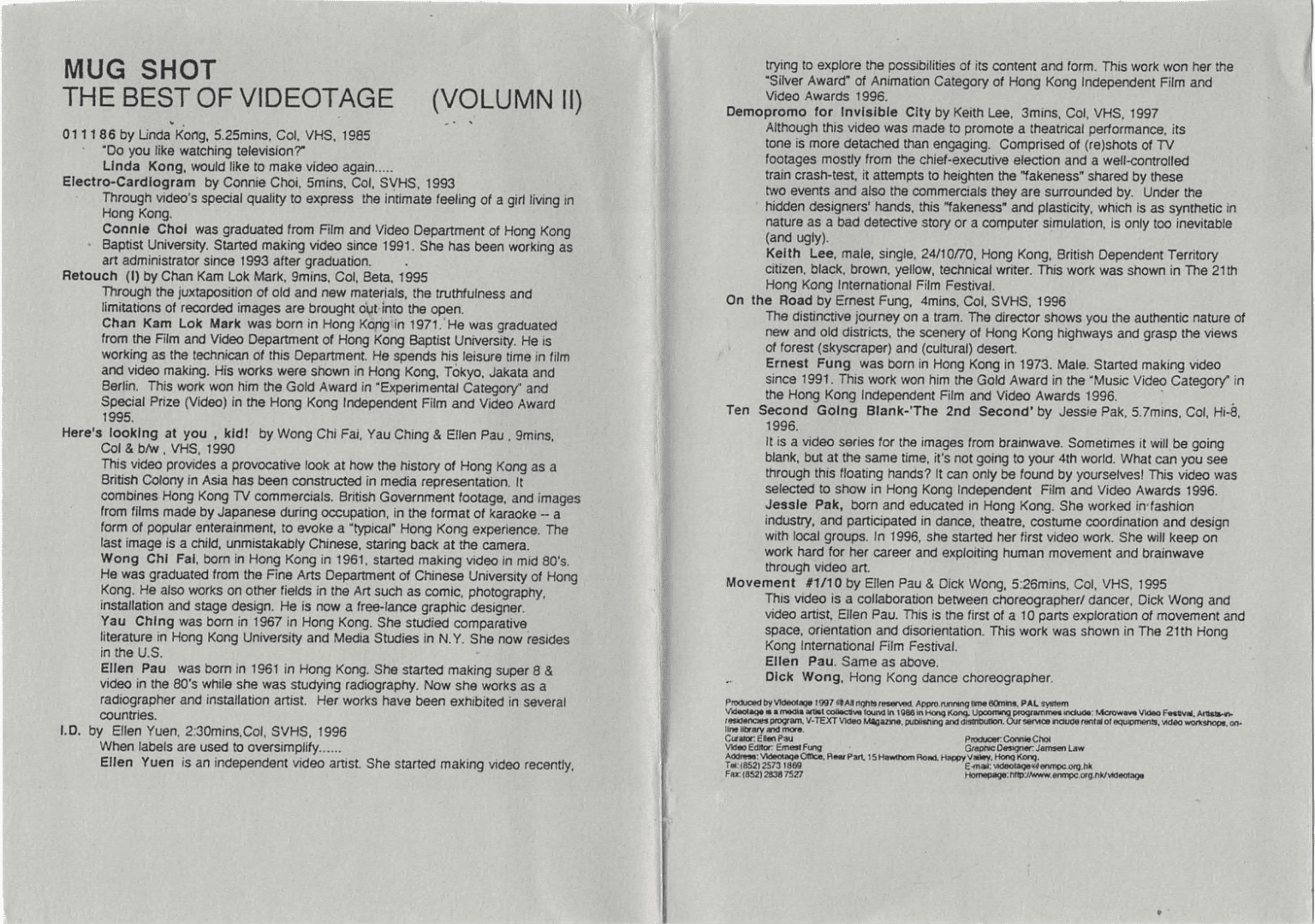 Mug Shot – The Best of Videotage (Volume II) – VHS Attachment 乜shot – 錄影太奇最佳作品集二 – 錄影帶附件